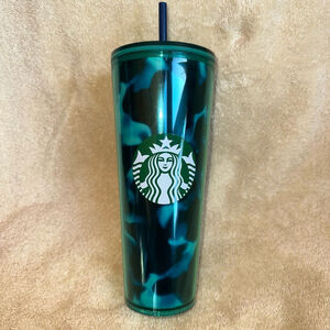 NWT 2020 Starbucks Teal Turquoise Green Blue Wave Tumbler Traveler 24oz Venti